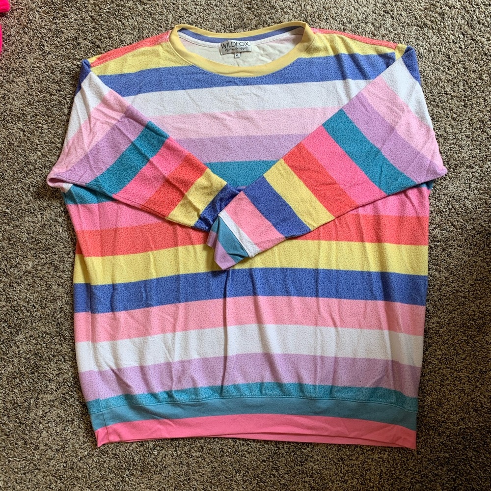 Wildfox Roadtrip Castaway rainbow stripe sweater